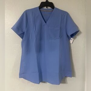 Fabletics light blue scrub top